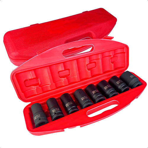 Kit Soquete Impacto Curto Sextavado Enc 3/4 8 Pçs 19 - 38mm