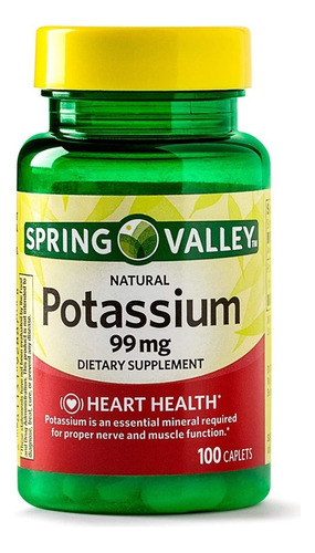 Potasio 99mg Spring Valley Potassium 100 Caps Equilibrio Ph Sabor Neutro