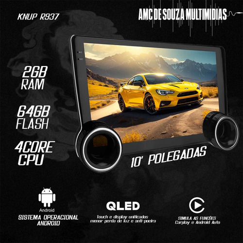 Kit Multimidia Tr4 02/14 10p Knob Android Auto Carplay 64gb