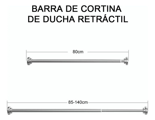 2 Pzs 85-140cm Ajustable Retráctil Cortina Ducha Tubo Rod Plateado