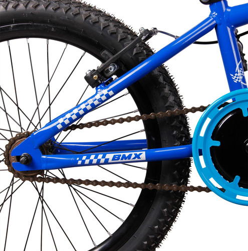 Bicicleta Aro 20 BMX Infantil Flay Aro Aero Freio V-Brake Menino 6, 7, 8, 9, 10 anos Cor Azul-escuro