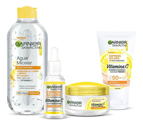 Kit Garnier Express Aclara Vitamina C 4 Pasos Tono Claro