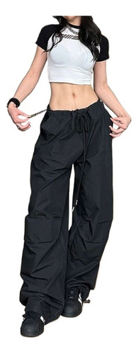 Pantalones Cargo Y2k Mujer High Street Cordón Oversize