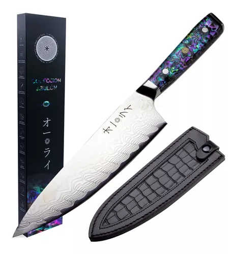 Cuchillo Chef Acero Damasco Japonés Profesional Abulón 21cm