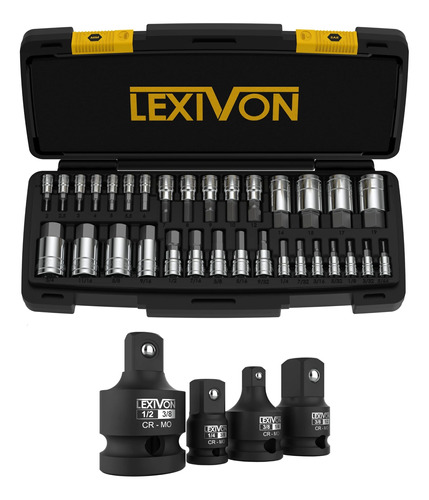 Lexivon Juego 4 Pieza Adaptador Reductor Enchufe Impacto 32