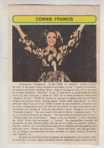 1979 Pop Americano Connie Francis Tarjeta Unica Argentina 