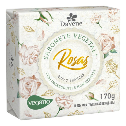 Sabonete Vegetal Rosas Brancas 170g Davene