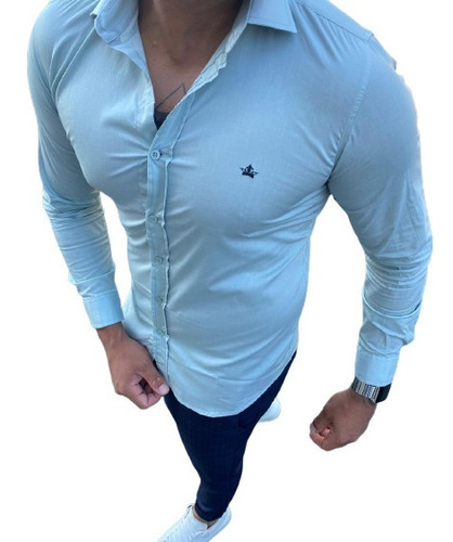 Camisa Social Masculina Manga Longa Slim Fit Luxo Basica Top