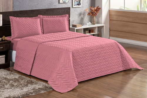 Cobre Leito Pratic Casal King Rose Conjunto De Cama 3 Peças Matelassê Premium De Qualidade Casa Laura Enxovais