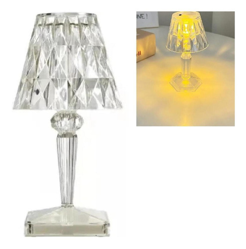 Mini Abajur Cristal Luz Led Suave Para Quarto Decoração