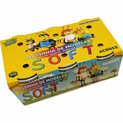 Massinha De Modelar Soft Acrilex C/ 6 Potes Cores Sortidas