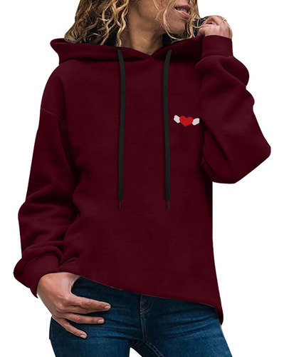 Sueter Casual Manga Larga Capucha Para Mujer Sudadera Oscura