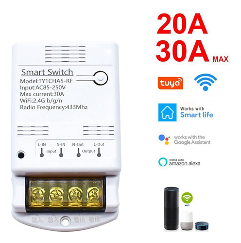 Módulo De Relé Tuya Wifi 30a, 85-250 V, Diy, 433 Mhz, Rf Con