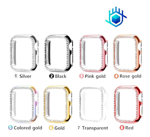 Imagen 4 de 6 de Funda Diamantes Premium + Mica Para Apple Watch Mujer Dama