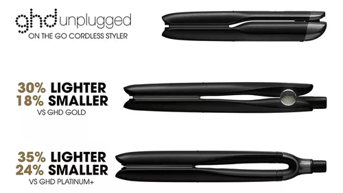 ghd Unplugged Styler - Plancha plana inalámbrica de 1 pulgada,  plancha alisadora de viaje profesional con funda resistente al calor, carga  USB-C para 20 minutos de uso, color negro