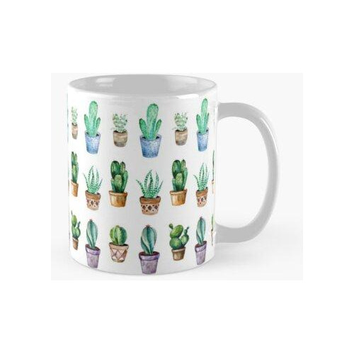 Taza Patrón De Cactus Y Plantitas. Calidad Premium