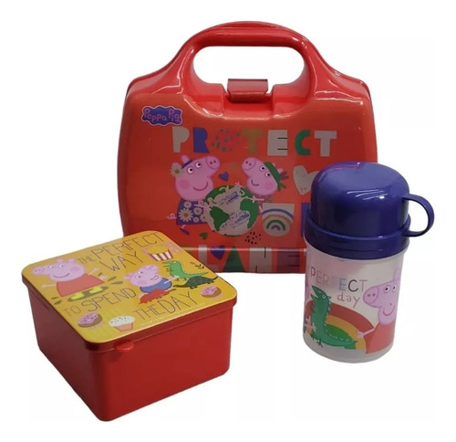 Set Peppa Pig  Disney Jr Lunchera  Caja Sandwich Cantimplora