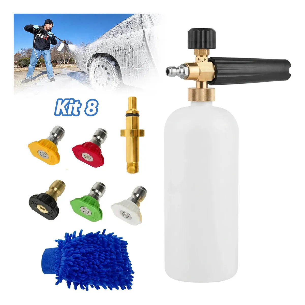 Snow Foam Manual Canhão De Espuma Pulverizador Aplicador Para Lavadora WAP e Mangueira Alta Pressão Com Engate Rápido 1/4 e Adaptador e Bicos