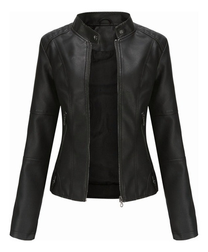 Cazadora Biker Casual De Piel For Mujer