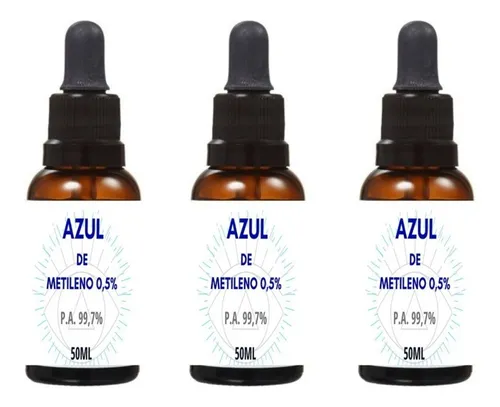 Combo Azul De Metileno Grau Pa 0,5% - Frascos Maiores 3x50ml
