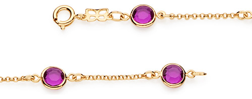 Pulseira Banhada A Ouro Com Cristais Lilás; 551281 Rommanel Cor Lilás