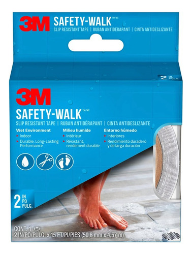 3m Cinta Antiderrapante Safety Walk 0.050x4.5m Baño Transpar