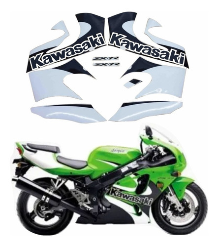 Kit Faixa Emblema Adesivo Kawasaki Ninja Zx7r 2001 Zx 7r