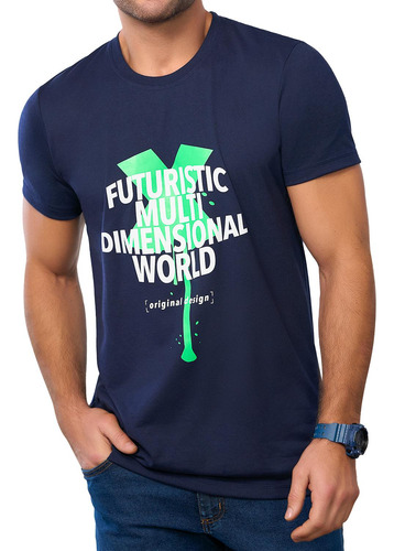 Camiseta Dimensional Azul Osc Para Hombre Croydon