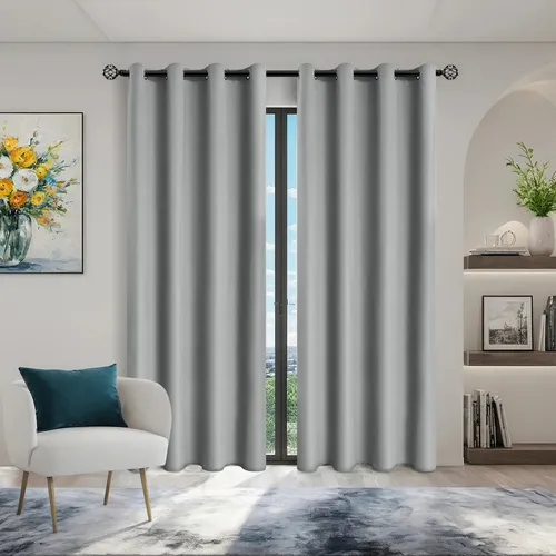Para Mz 1 Pieza De Cortinas Opacas De Color Liso Con