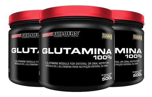 Combo 3x Glutamina 100% 500g - Bodybuilders