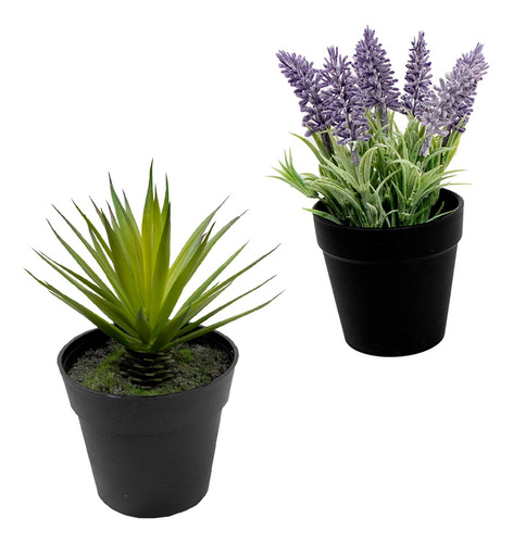 Kit 2 Macetas Jordana Y Lavanda Para Decoración Artificiales