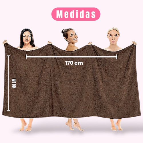 Toalla Extra Larga 170x80, 100% Algodón Mexicano, Si Seca Chocolate/café Lisa