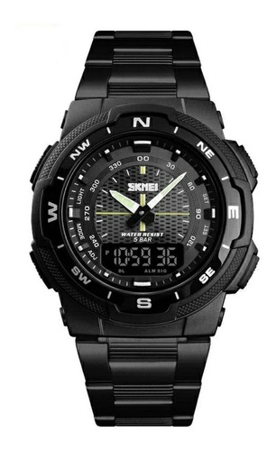 Reloj pulsera Skmei 1370 con correa de acero inoxidable color negro
