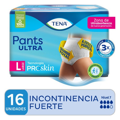 Tena Pants, Ropa Interior, Large 114 - 147 Cm X 16 Un,