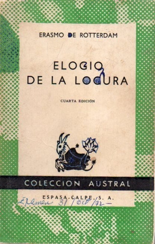 Elogio De La Locura Erasmo De Rotterdam Austral