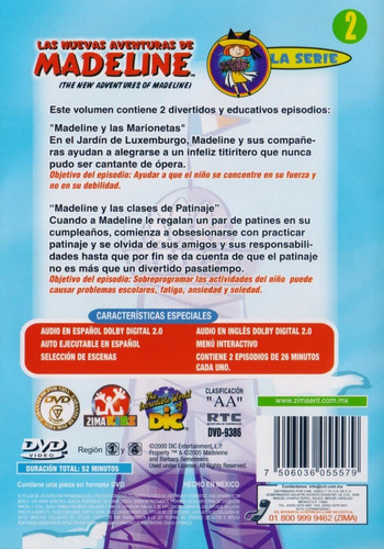 Imagen 2 de 3 de Las Nuevas Aventuras De Madeline Volumen 2 Dos Serie Dvd