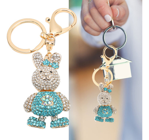 Llavero Con Forma De Conejo Azul Para Mujer, Aleación De Zin