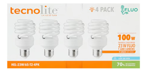 Paquete De 4 Focos Fluorescente 23w Luz Día E27 Luz De Día