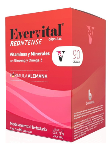 Evervital Redntense fórmula alemana medicamento herbolario 90 piezas