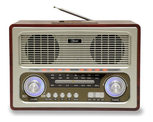 Radio Retro Recargable Bt/usb/fm Mlab Color Café