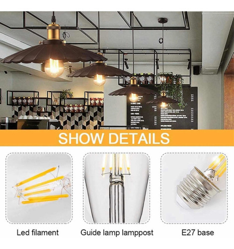 Bombilla Foco Vintage Led E26 E27 Incandescente Luz Cálida