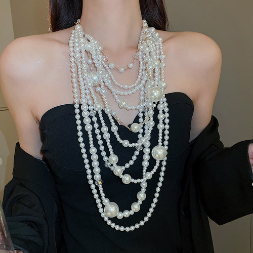 Collar Multicapa De Perlas De Alta Gama De Moda Irregular