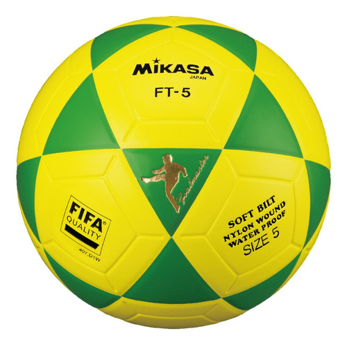 Bola de futebol Mikasa FT-5 nº 5 Unidade x 1 unidades  cor amarelo e verde