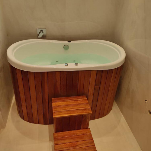 Ofuro Star Duplo Com Hidro E Aquecedor + Madeira Ao Redor