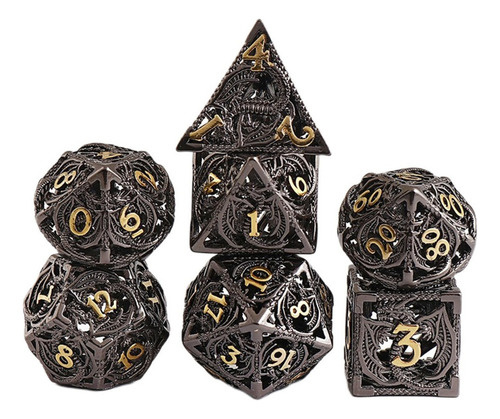 / Juego De Dados De Metal Hueco De 7 Piezas Dnd Con Estuche