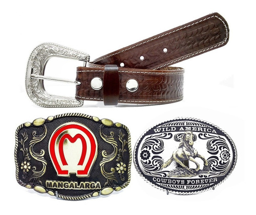 Cinto Masculino Country Cowboy Mangalarga + 2 Fivelas Luxo 