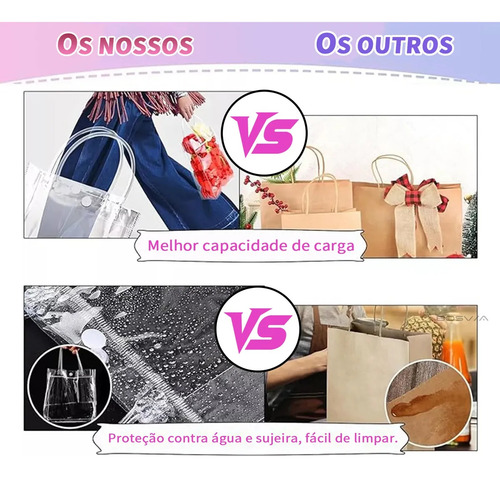 50 Sacolas De Presente Com Alça Transparente Fiestas 15x16x7