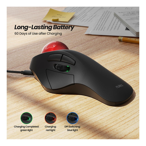 Mouse De Trackball Ergonómico Inalámbrico De Nulea, Mouse De