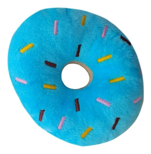 Brinquedo Para Cachorros E Gatos Pantufa Chinelo De Pelúcia Cor Colorido Desenho Donuts Azul