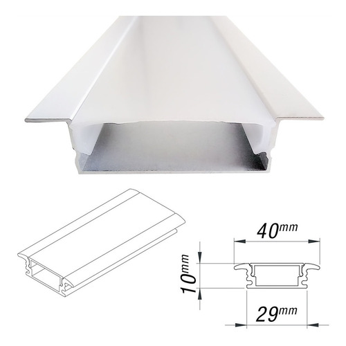 Kit 10 Perfil Alumínio 40x20mm Sobrepor Branco Para Fita Led